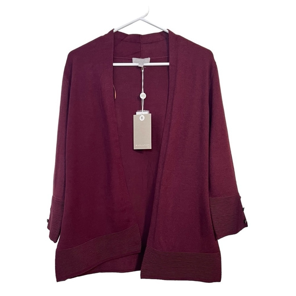 Evolution by Cyrus Women’s maroon cardigan size Small and Medium NWT - Picture 3 of 8
